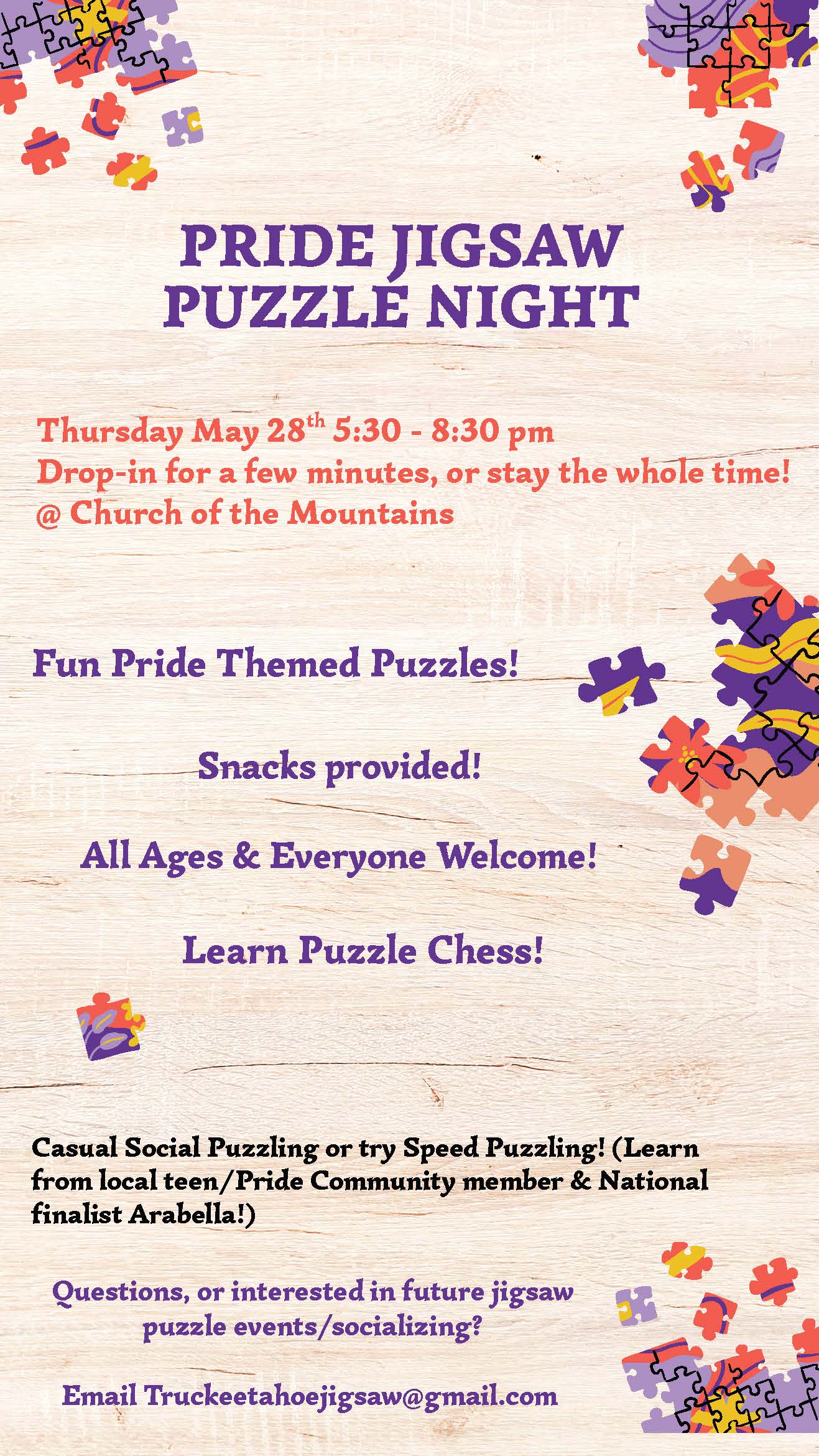 Pride Jigsaw Puzzle Night flyer